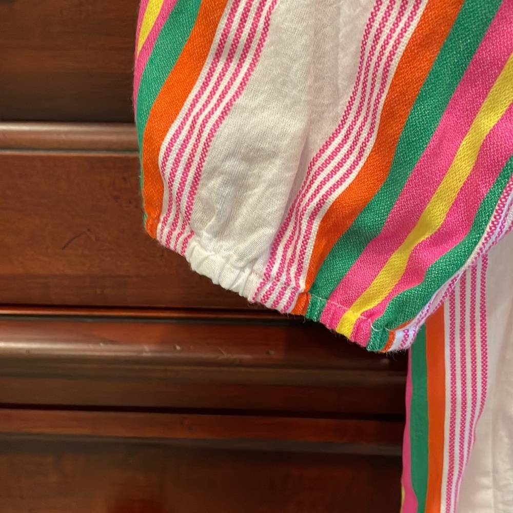 NWOT Boden Cotton Blend Summer Stripe Peasant Top Size 6 - Picture 4 of 6